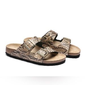 Birkenstock Arizona Embossed Leather Snake Beige Size 38 EU / 7-7.5 US